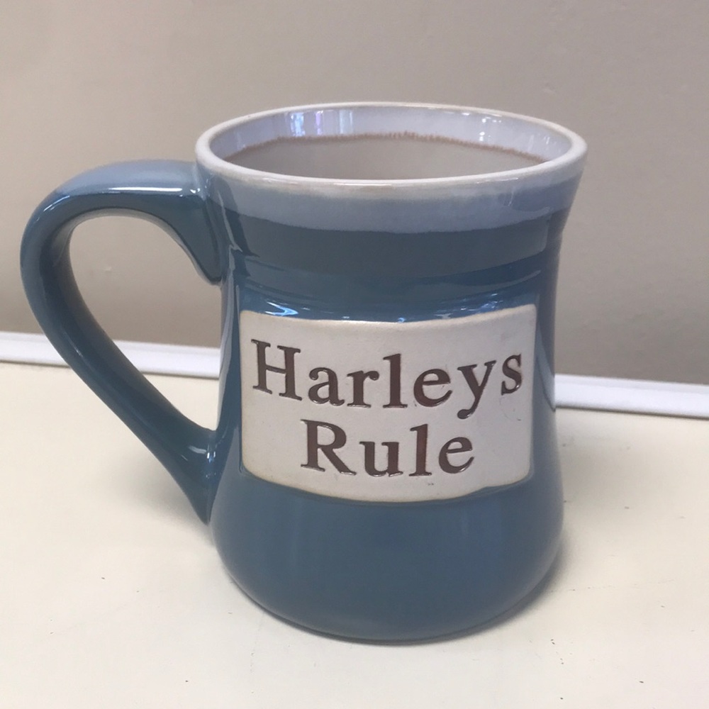 "Harleys Rule" Tumbleweed Pottery 18oz Mug (used as display only)